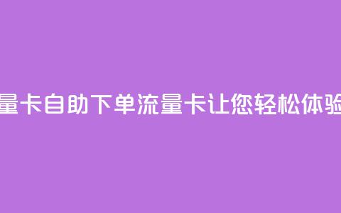 卡盟自助下单流量卡 - 自助下单流量卡,让您轻松体验卡盟服务~ 第1张 卡盟自助下单流量卡 - 自助下单流量卡,让您轻松体验卡盟服务~ 第1张