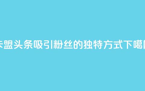 卡盟头条:吸引粉丝的独特方式 第1张 卡盟头条:吸引粉丝的独特方式 第1张