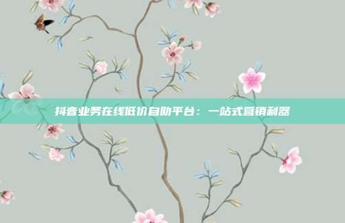 抖音业务在线低价自助平台：一站式营销利器  第1张