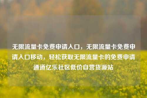 无限流量卡免费申请入口，无限流量卡免费申请入口移动	，轻松获取无限流量卡的免费申请通道亿乐社区低价自营货源站  第1张