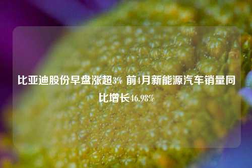 比亚迪股份早盘涨超3% 前4月新能源汽车销量同比增长46.98%  第1张