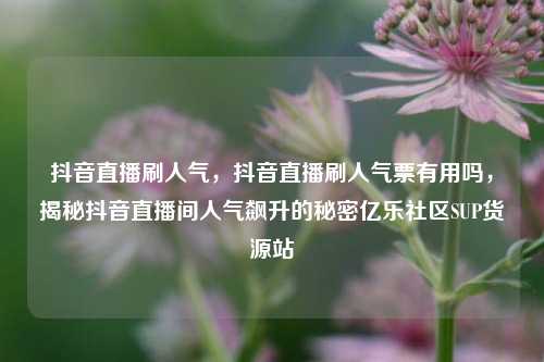 抖音直播刷人气，抖音直播刷人气票有用吗，揭秘抖音直播间人气飙升的秘密亿乐社区SUP货源站  第1张