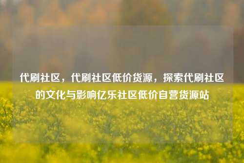 代刷社区	，代刷社区低价货源，探索代刷社区的文化与影响亿乐社区低价自营货源站  第1张