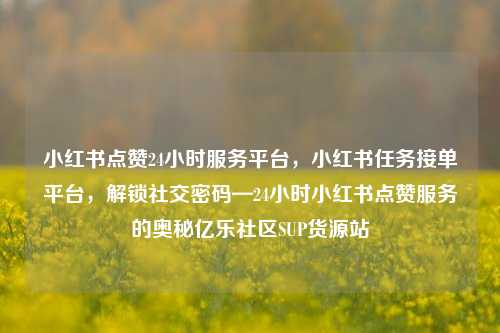 小红书点赞24小时服务平台，小红书任务接单平台，解锁社交密码—24小时小红书点赞服务的奥秘亿乐社区SUP货源站  第1张
