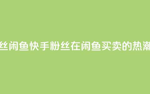 快手粉丝闲鱼 - 快手粉丝在闲鱼买卖的热潮！  第1张