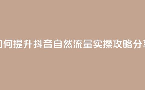 如何提升抖音自然流量,实操攻略分享 第1张 如何提升抖音自然流量,实操攻略分享 第1张
