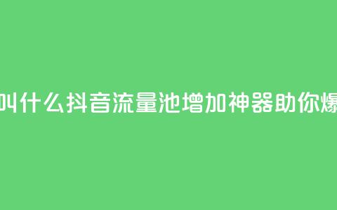 抖音涨流量池的软件叫什么 - 抖音流量池增加神器，助你爆红扩展影响力~  第1张