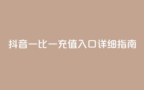 抖音一比一充值入口详细指南  第1张