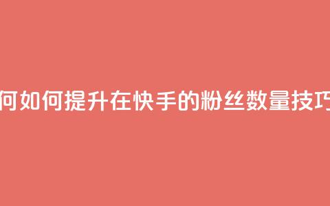 快手粉丝如何 - 如何提升在快手的粉丝数量技巧解析! 第1张 快手粉丝如何 - 如何提升在快手的粉丝数量技巧解析! 第1张