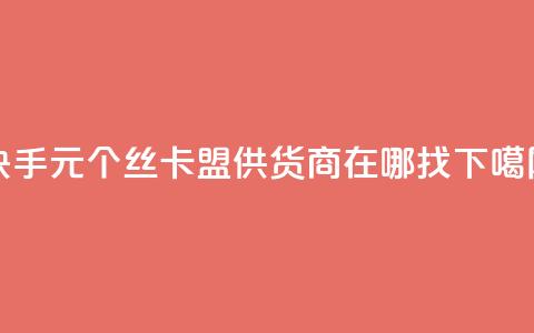 快手1元100个丝 - 卡盟供货商在哪找  第1张
