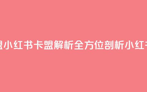 小红书卡盟(小红书卡盟解析全方位剖析小红书卡盟平台)  第1张