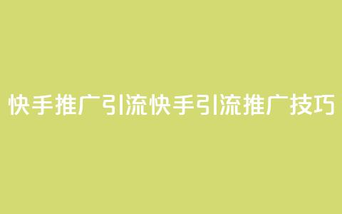 快手推广引流(快手引流推广技巧) 第1张 快手推广引流(快手引流推广技巧) 第1张