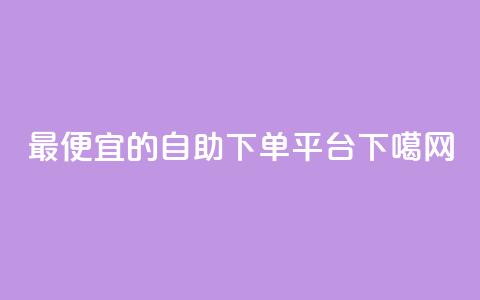 最便宜的自助下单平台  第1张