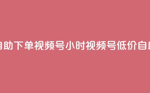 24小时低价自助下单视频号(24小时视频号低价自助下单攻略)  第1张