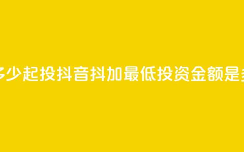 抖音抖加多少起投 - 抖音抖加最低投资金额是多少~  第1张