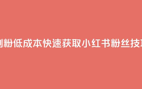1元小红书秒刷1000粉 - 低成本快速获取小红书粉丝技巧揭秘。  第1张
