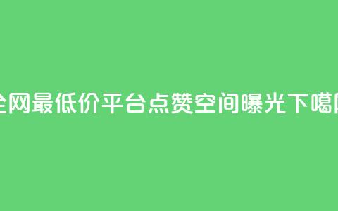 全网最低价平台-点赞空间曝光  第1张