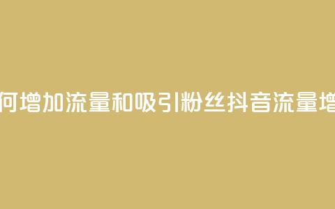 抖音如何增加流量和吸引粉丝(抖音流量增长秘籍)  第1张