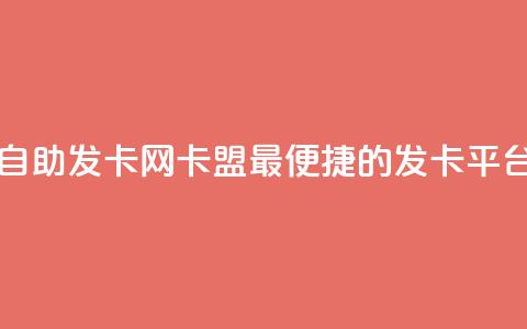自助发卡网卡盟——最便捷的发卡平台  第1张