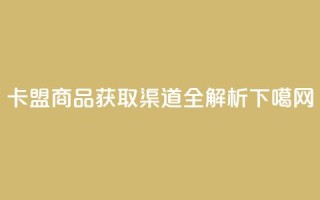 卡盟商品获取渠道全解析
