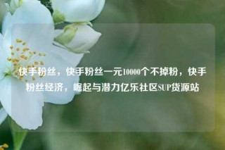 快手粉丝，快手粉丝一元10000个不掉粉，快手粉丝经济，崛起与潜力亿乐社区SUP货源站