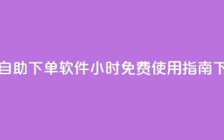 快手自助下单软件24小时免费使用指南