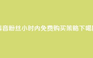 抖音粉丝24小时内免费购买策略