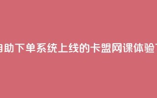 全新自助下单系统上线的卡盟网课体验