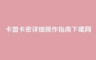 卡盟卡密详细操作指南
