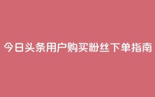 今日头条用户购买粉丝下单指南