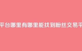 粉丝交易平台哪里有 - 哪里能找到粉丝交易平台？。