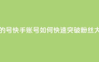 快手1w粉丝的号 - 快手账号如何快速突破10000粉丝大关~