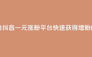 抖音一元涨粉1000平台 - 抖音一元涨粉1000平台：快速获得1000增粉的技巧分享~