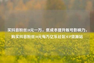 买抖音粉丝10元一万，低成本提升账号影响力，购买抖音粉丝10元每万亿乐社区SUP货源站