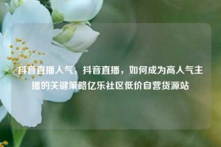 抖音直播人气，抖音直播，如何成为高人气主播的关键策略亿乐社区低价自营货源站