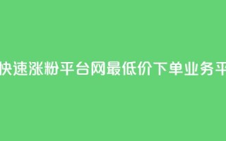 快手粉丝快速涨粉平台 - qq网最低价下单业务平台
