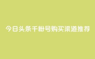 今日头条千粉号购买渠道推荐