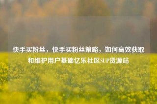 快手买粉丝，快手买粉丝策略，如何高效获取和维护用户基础亿乐社区SUP货源站