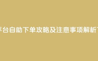 卡盟平台自助下单攻略及注意事项解析