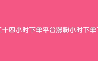 Dy低价二十四小时下单平台 - 涨粉24小时下单