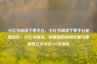 小红书阅读下单平台，小红书阅读下单平台是真的吗，小红书阅读，探索新的购物乐趣与便捷性亿乐社区SUP货源站