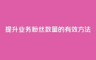 提升dy业务粉丝数量的有效方法