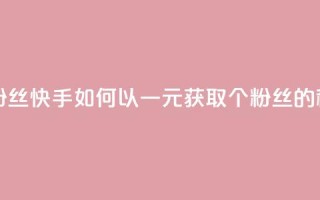 快手涨粉1元100个粉丝 - 快手如何以一元获取100个粉丝的秘笈揭秘~