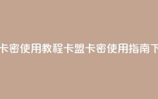 卡盟卡密使用教程 - 卡盟卡密使用指南~