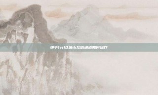 快手1元10块币充值通道如何操作