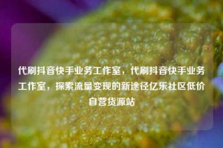 代刷抖音快手业务工作室，代刷抖音快手业务工作室，探索流量变现的新途径亿乐社区低价自营货源站