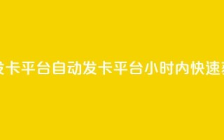 pubg卡盟24小时自动发卡平台 - PUBG自动发卡平台！24小时内快速获取卡密~