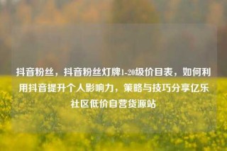 抖音粉丝，抖音粉丝灯牌1-20级价目表，如何利用抖音提升个人影响力，策略与技巧分享亿乐社区低价自营货源站