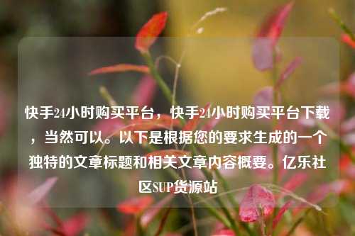快手24小时购买平台，快手24小时购买平台下载，当然可以。以下是根据您的要求生成的一个独特的文章标题和相关文章内容概要。亿乐社区SUP货源站  第1张