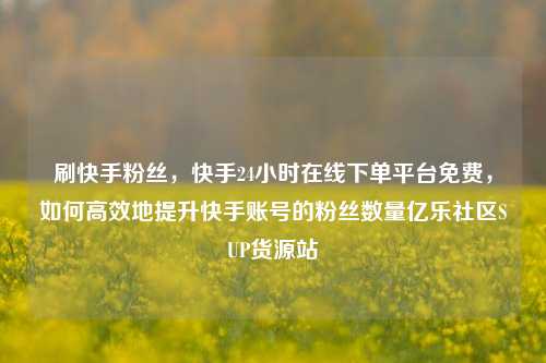 刷快手粉丝，快手24小时在线下单平台免费，如何高效地提升快手账号的粉丝数量亿乐社区SUP货源站  第1张
